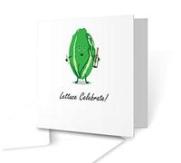 The Victorian Printing Co - Lettuce Celebrate - Funny Food Pun Illustration - Square Greeting Card