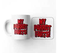 The Victorian Printing Co - My Parrot Farts - Mug and Coaster Set, Ceramic, 11 fl. oz.
