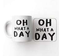 The Victorian Printing Co - Oh What A Day - Funny Birthday Gift Mug and Coaster Set, Ceramic, 11 fl. oz.