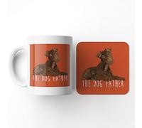 The Victorian Printing Co - Patterdale Terrier Detailed Illustration - The Dog Father/Orange - Mug & Coaster Set, Ceramic, 11 fl. oz.