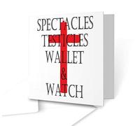 The Victorian Printing Co - Spectacles Testicles Wallet & Watch - Square Greeting Card