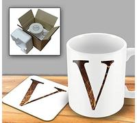 The Victorian Printing Co - Tortoiseshell Coloured Initial Letter V for a Personal Statement - Mug & Coaster