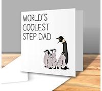 The Victorian Printing Co - World's Coolest Step-Dad Original Penguin Illustration - Fathers Day Card