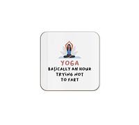 The Victorian Printing Co - Yoga. Trying To Hold In A Fart - Birthday Single Coaster