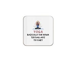 The Victorian Printing Co - Yoga. Trying To Hold In A Fart - Birthday Single Coaster