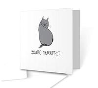 The Victorian Printing Co - You're Purrfect Cute Grumpy Cat Illustration - Square Greeting Card