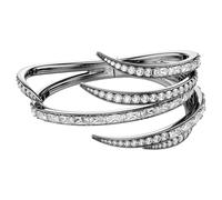 The Vienna Collection bangle, Feather, White, Ruthenium plated
