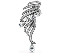 The Vienna Collection brooch, Feather, White, Ruthenium plated