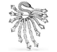 The Vienna Collection brooch, Swan, White, Ruthenium plated
