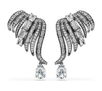The Vienna Collection ear cuffs, Feather, White, Ruthenium plated