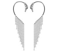 The Vienna Collection ear cuffs, Swan, White, Ruthenium plated