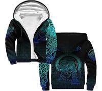 The Viking Compass 3D Print Hooded Jacket, Winter Warm Celtic Wolf Outdoor Hoodies, Cosplay Coat for Men and Women(Wolf,L)