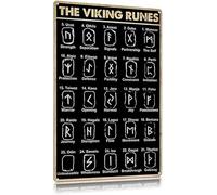 The Viking Runes Metal Tin Signs Viking Runes Chart Vintage Poster Viking Metal Plaque Gift Home Bedroom Farmhouse Wall Decor 8x12 Inches