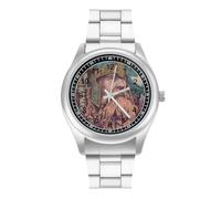 The Viking Warrior and Wolf Men's Stainless Steel Quartz Watch