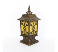 The Villa Courtyard Garden Pillar Light, Waterproof IP65 Outdoor Post Light, European Bronze Pillar Lamps, Wall Lawn Landscape Lights Die-cast Aluminum Lamp Body, Glass Lampshade