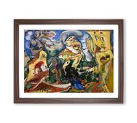 The Village By Chaim Soutine Classic Painting Framed Print | A2 Walnut Framed Wall Art | Ready to Hang | Classic Historical Picture | Living Room Bedroom Lounge Office