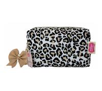 The Vintage Cosmetics Leopard Print Makeup Bag Quilted Bow Cosmetic Toiletry Travel Pouch Wash Bag