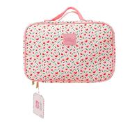 The Vintage Cosmetic Company Tulip Square Carry Bag, Floral Cosmetic Organizer for Makeup, Toiletries, and Travel Essentials with Zipper Closure