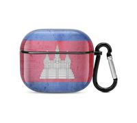 The Vintage Flag of Cambodia Compatible with Airpods 3 Case PC Scratch-Resistant Drop-Proof Protective Cover with Keychain
