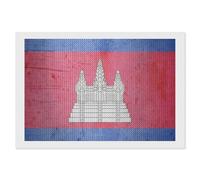 The Vintage Flag of Cambodia Diamond DIY Painting Kits Horizontal Round Full Drill Digital Art Craft for Home Office Wall Decor 8"x12"