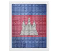 The Vintage Flag of Cambodia Diamond DIY Painting Kits Square Full Drill Digital Art Craft for Home Office Wall Decor 16"x20"