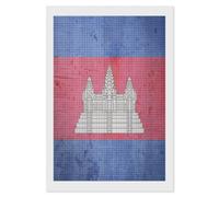 The Vintage Flag of Cambodia Diamond DIY Painting Kits Square Full Drill Digital Art Craft for Home Office Wall Decor 8"x12"