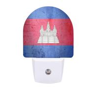 The Vintage Flag of Cambodia Funny LED Night Lights Plug Into Wall Smart Lighting for Hallways Kitchen Bedroom