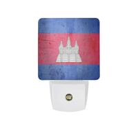 The Vintage Flag of Cambodia Funny LED Night Lights Plug Into Wall Smart Lighting for Hallways Kitchen Bedroom