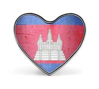 The Vintage Flag of Cambodia Novelty Brooches & Pins Heart Personalised Metal Lapel Badge With Butterfly Clutch Clasp