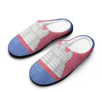 The Vintage Flag of Cambodia Women's Slippers Cotton Warm House Shoes with Rubber Anti-Slip Sole Slip On for Home Outdoor 7-8（39-40