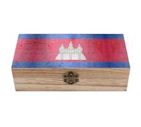 The Vintage Flag of Cambodia Wooden Decorative Boxes with Hinged Lid & Clasp Keepsake Storage Treasure Box Jewelry Organizer