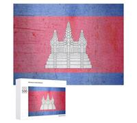 The Vintage Flag of Cambodia Wooden Jigsaw Puzzles for Adults Intelligent Games Home Decor Artwork for Home Office 500 PCS