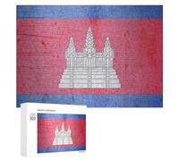 The Vintage Flag of Cambodia Wooden Jigsaw Puzzles for Adults Intelligent Games Home Decor Artwork for Home Office 300 PCS