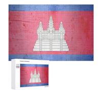 The Vintage Flag of Cambodia Wooden Jigsaw Puzzles for Adults Intelligent Games Home Decor Artwork for Home Office 1000 PCS
