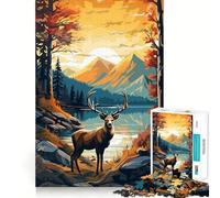 The Vintage Nature Deer Jigsaw Puzzles 1000 Pieces for Teenagers Think Game Peaceful Time Quality Edge Perfect Present (38x26cm)