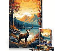The Vintage Nature Deer Jigsaw Puzzles 1000 Pieces for Teenagers Think Game Peaceful Time Quality Edge Perfect Present (38x26cm)