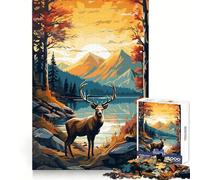 The Vintage Nature Deer Teenager Jigsaw Puzzles 1000 Pieces Memory Boost Home Activity Pattern Assembly Perfect Present (38x52cm)