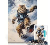 The Vintage Snowboard Cat 1000 Piece Jigsaw Puzzle for Teenagers Smart Game Relaxed Mind Pattern Assembly Santa Wish List (38x26cm)