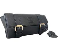 The Vintage Stuff Motorcycle Tool Bag Genuine Leather Motorcycle Fork Bag Saddlebags Handlebar Bag Sissy Bar Storage Tool Bag for Honda Kawasaki Suzuki Yamaha Sportster (Black-1)