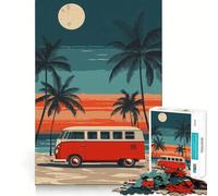 The Vintage Van Beach Sunset Travel Jigsaw Puzzles for Teenagers 1000 Pieces Raise Memory Slow Enjoy Clean Edge (38x52cm)