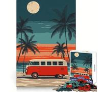 The Vintage Van Beach Sunset Travel Jigsaw Puzzles for Teenagers 1000 Pieces Raise Memory Slow Enjoy Clean Edge (38x26cm)