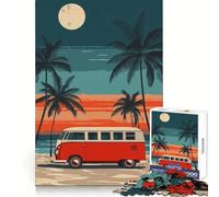 The Vintage Van Beach Sunset Travel Jigsaw Puzzles for Teenagers 1000 Pieces Raise Memory Slow Enjoy Clean Edge (38x52cm)