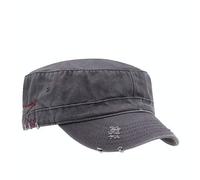 The Vintage Year Washed Cadet Cotton Twill Adjustable Military Radar Distressed Sport Caps, Distressed Charcoal Gray, One Size