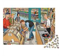 The Vinyl Record Bin Lean Wooden Jigsaw Puzzle Waterproof 1000 Piece Puzzles for Adults Fun Challenging Games