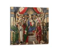 The Virgin And Child with Four Angels And Six Saints by Sandro Botticelli Painting Poster Art Print Wall Photo Paint Hanging Picture Family Bedroom Decor 12x12inch(30x30cm)