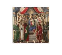 The Virgin And Child with Four Angels And Six Saints by Sandro Botticelli Painting Poster Canvas Wall Art Picture Prints Hanging Photo Idea Decor 20x20inch(50x50cm)