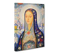 The Virgin By Joseph Stella Canvas Print | Gallery Wrapped 30mm Frame Wall Art | 24x16 inches | Ready to Hang | Classic Religious Picture | Living Room Bedroom Lounge Office