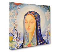 The Virgin by Joseph Stella Classic Painting Canvas Wall Art Print Ready to Hang, Framed Picture for Living Room Bedroom Home Office Décor, 14x14 Inch (35x35 cm)