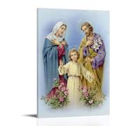 The Virgin Mary with Jesus And Saint Joseph Poster Canvas Art 24x36inch | Decorative Artwork for Living Room Bedroom Office Hallway Entryway Apartment Home Decor and Modern Interior Decoration Styles