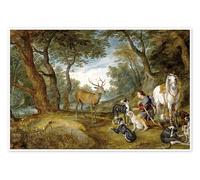 The Vision of Saint Hubert Poster by Peter Paul Rubens 120 x 80 cm Green Wall art Wall decor